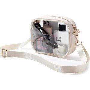 Clear Bag Stadium Approved, Crossbody Transparent Bag Beige,